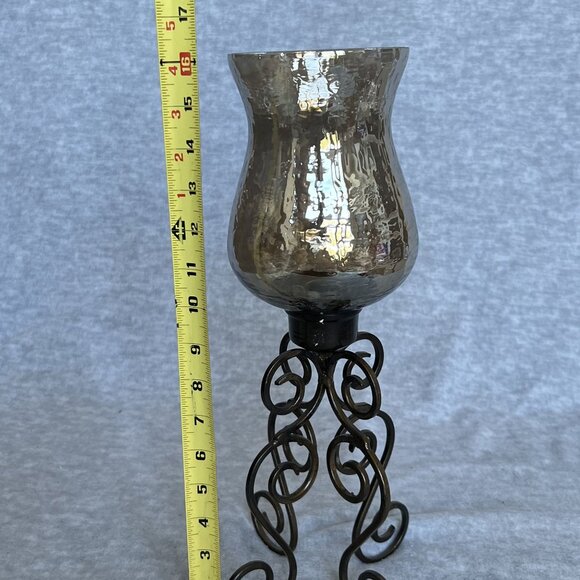 Home Essentials & Beyond 16" Wrought Iron Mercury Glass Hurricane Candle Holder - Picture 8 of 12